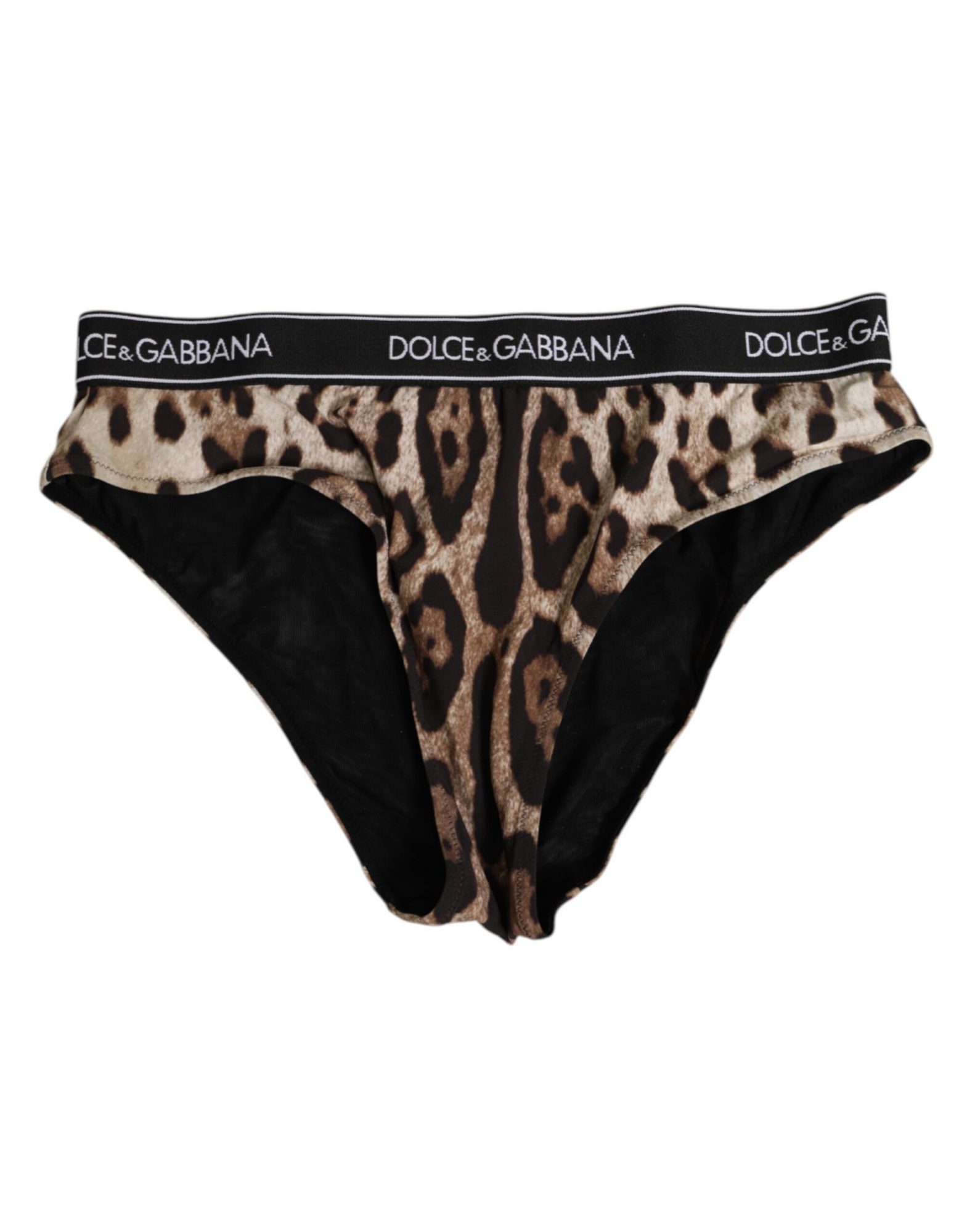 Dolce & Gabbana Brauner Leopard Nylon Panty mit hoher Taille Unterwäsche – Bild 2