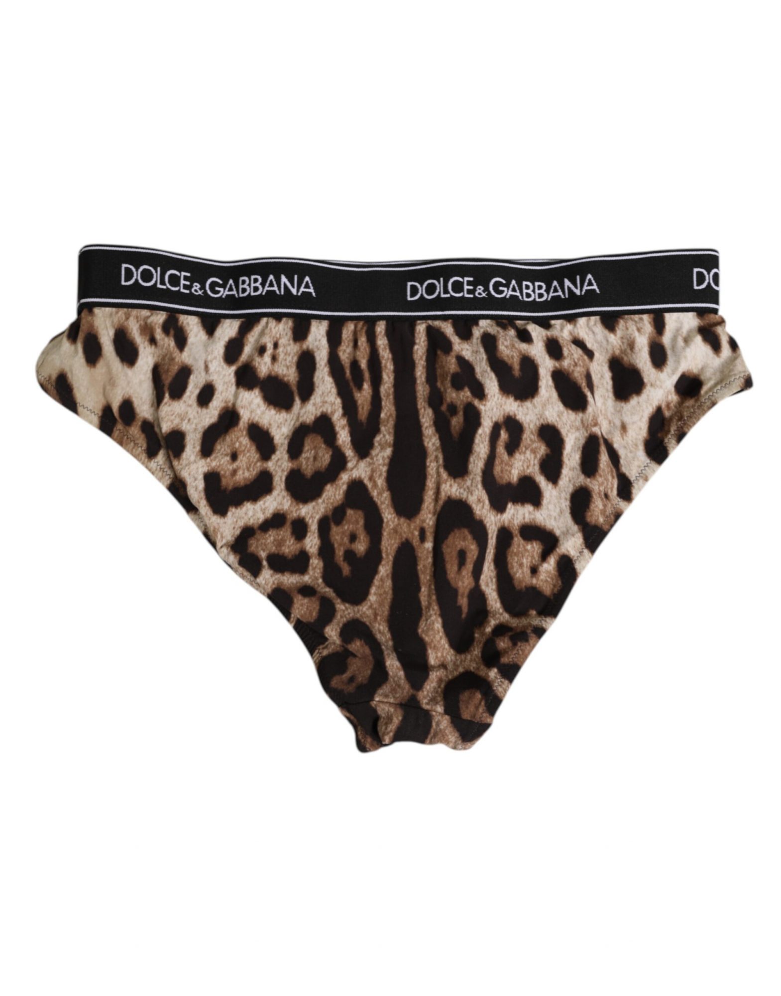 Dolce & Gabbana Brauner Leopard Nylon Panty mit hoher Taille Unterwäsche – Bild 4