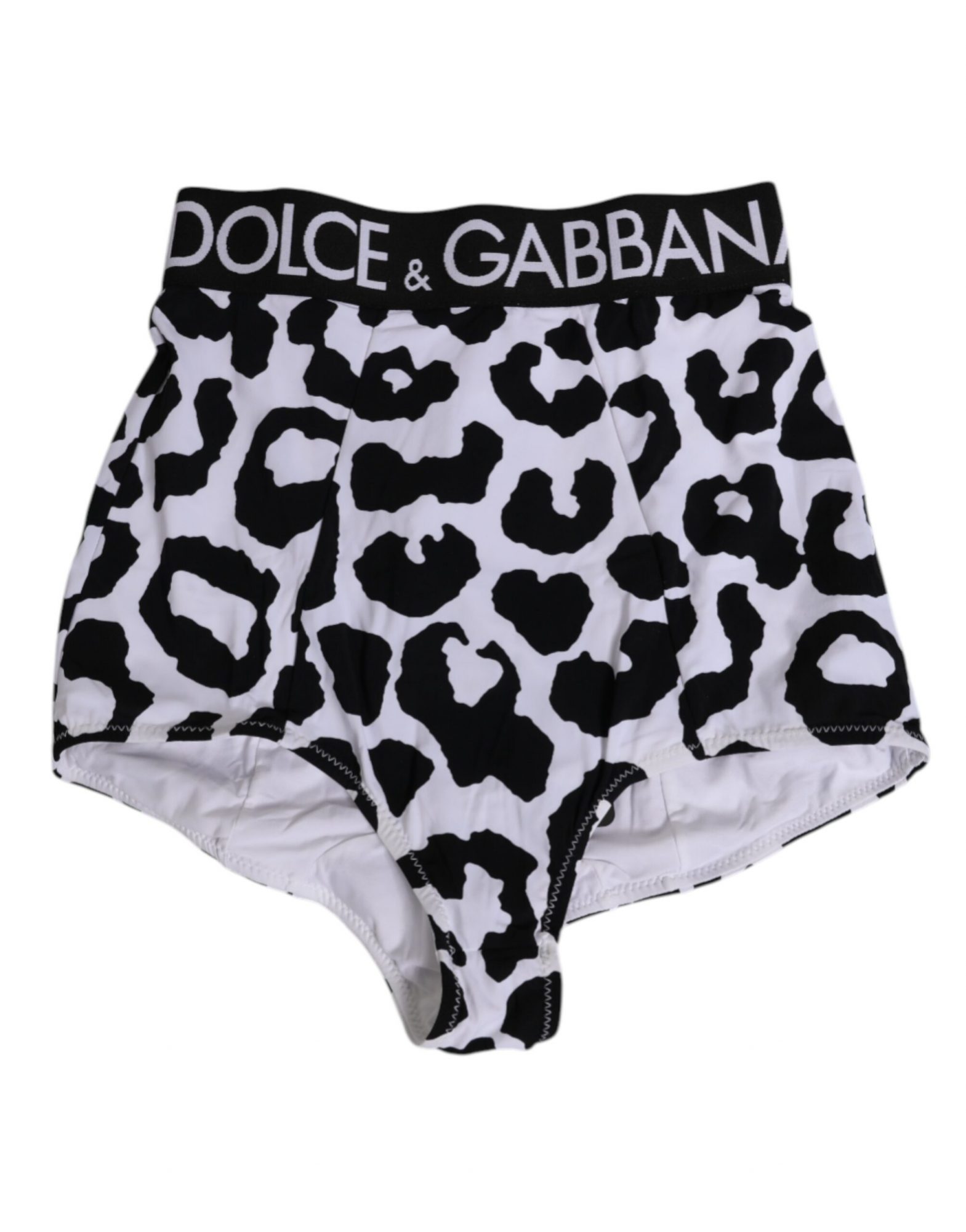 Dolce & Gabbana Weißer Leopard Nylon Mieder Unterwäsche mit hoher Taille