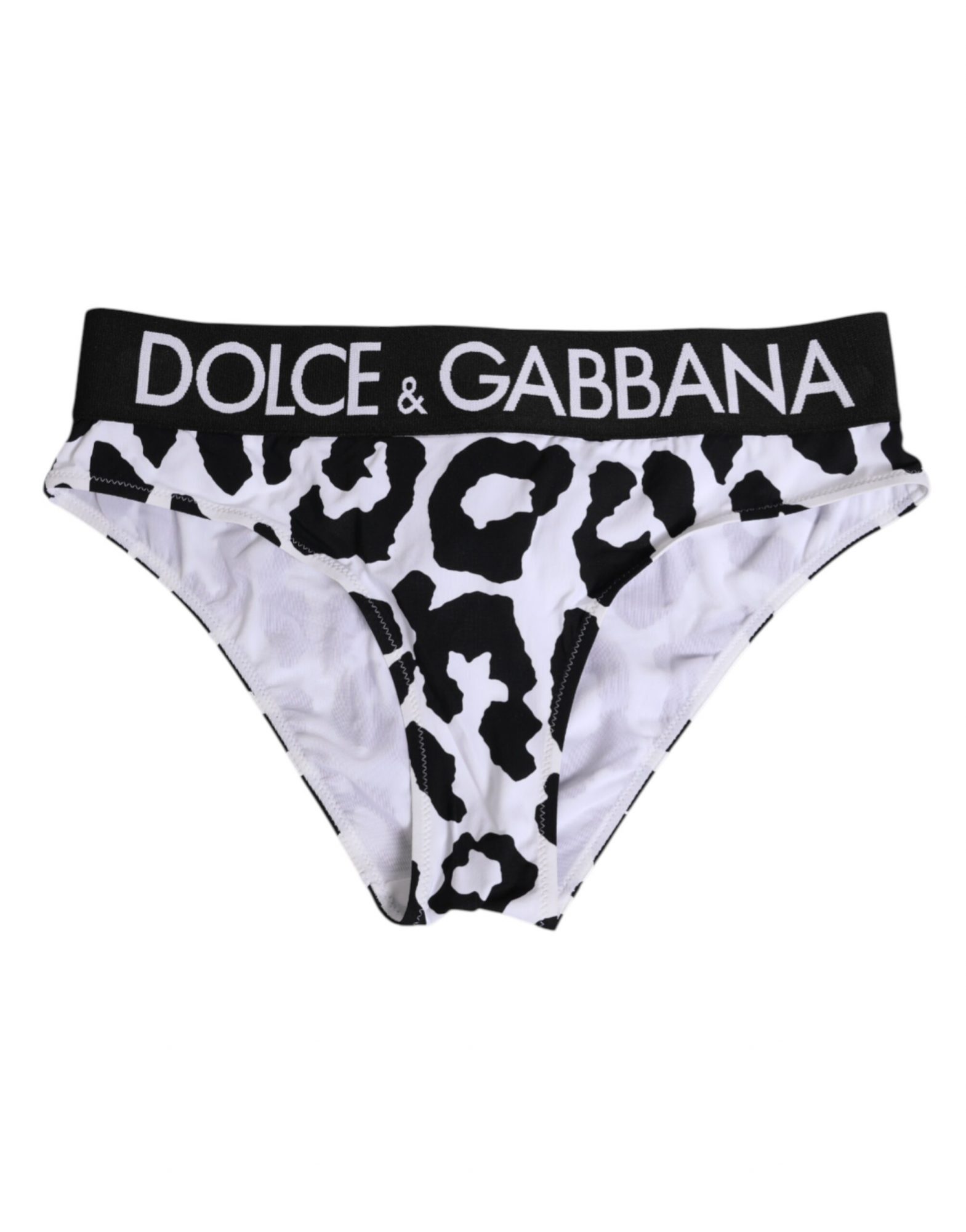 Dolce & Gabbana Weiße Leopard Nylon Höschen mit hoher Taille Unterwäsche