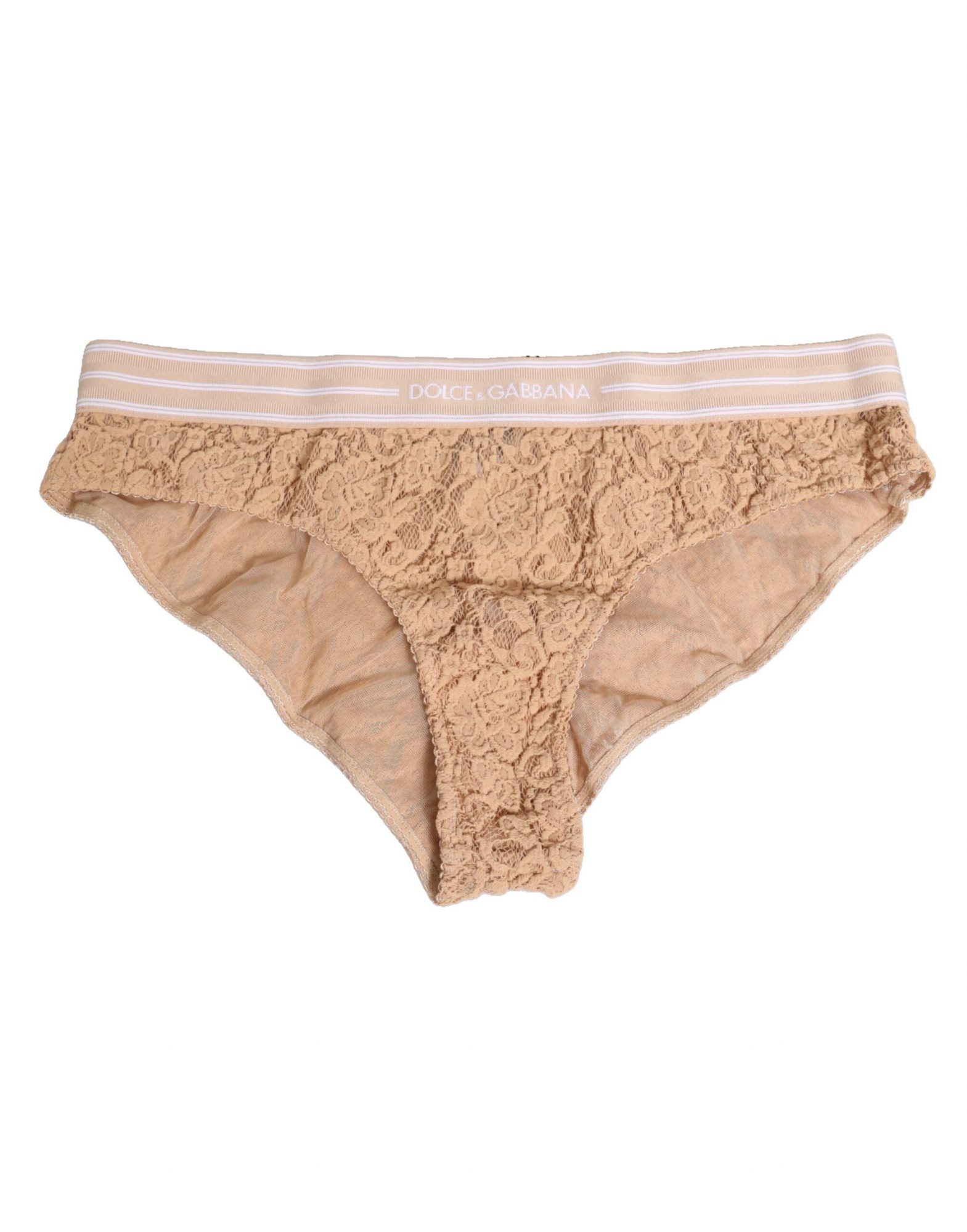 Dolce & Gabbana Beige Spitze Nylon hohe Taille Panty Unterwäsche