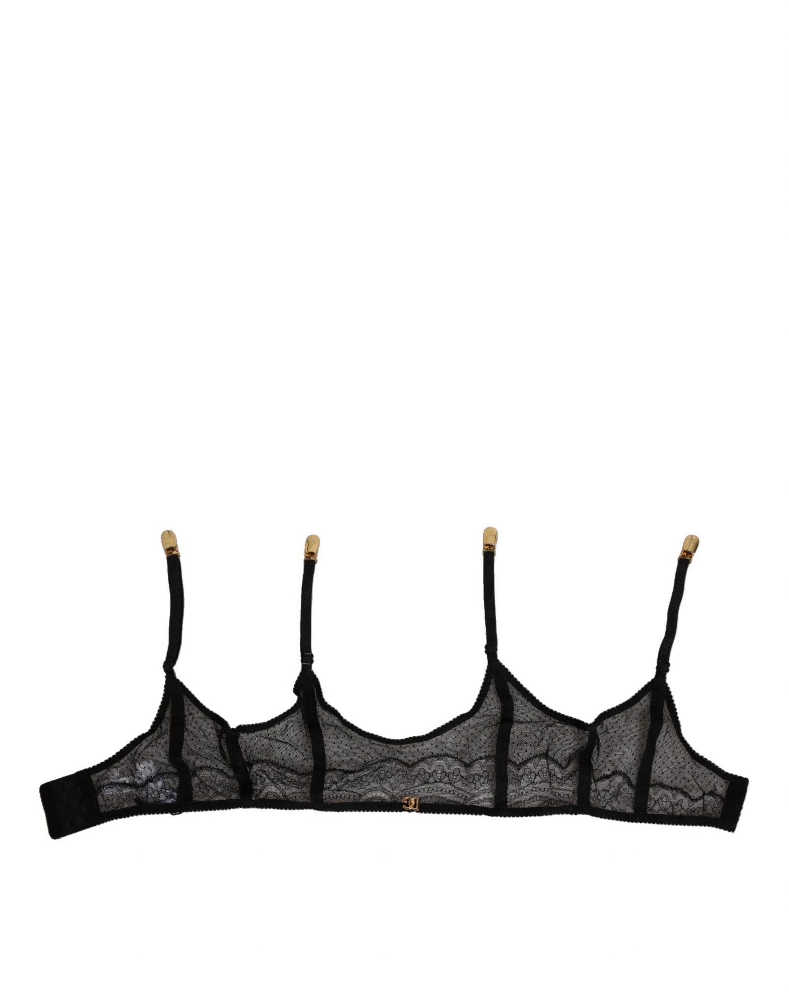 Dolce & Gabbana Schwarze florale Spitze Nylon Strap Strumpfhalter Unterwäsche