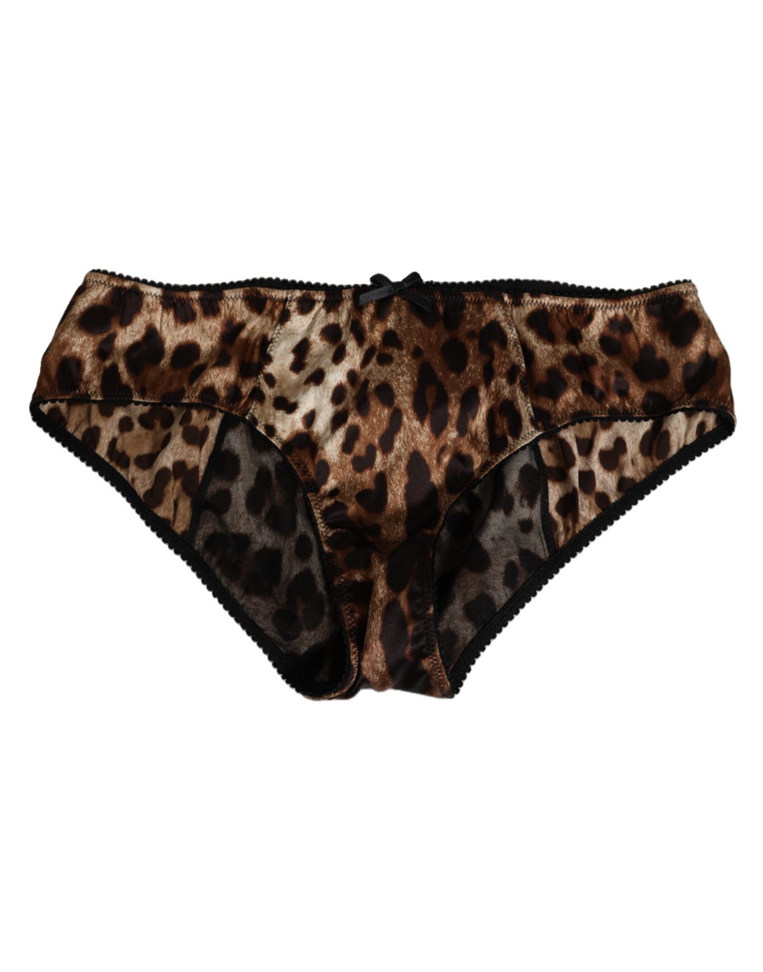 Dolce & Gabbana Brauner Leopard Seide mittlere Taille Panty Unterwäsche