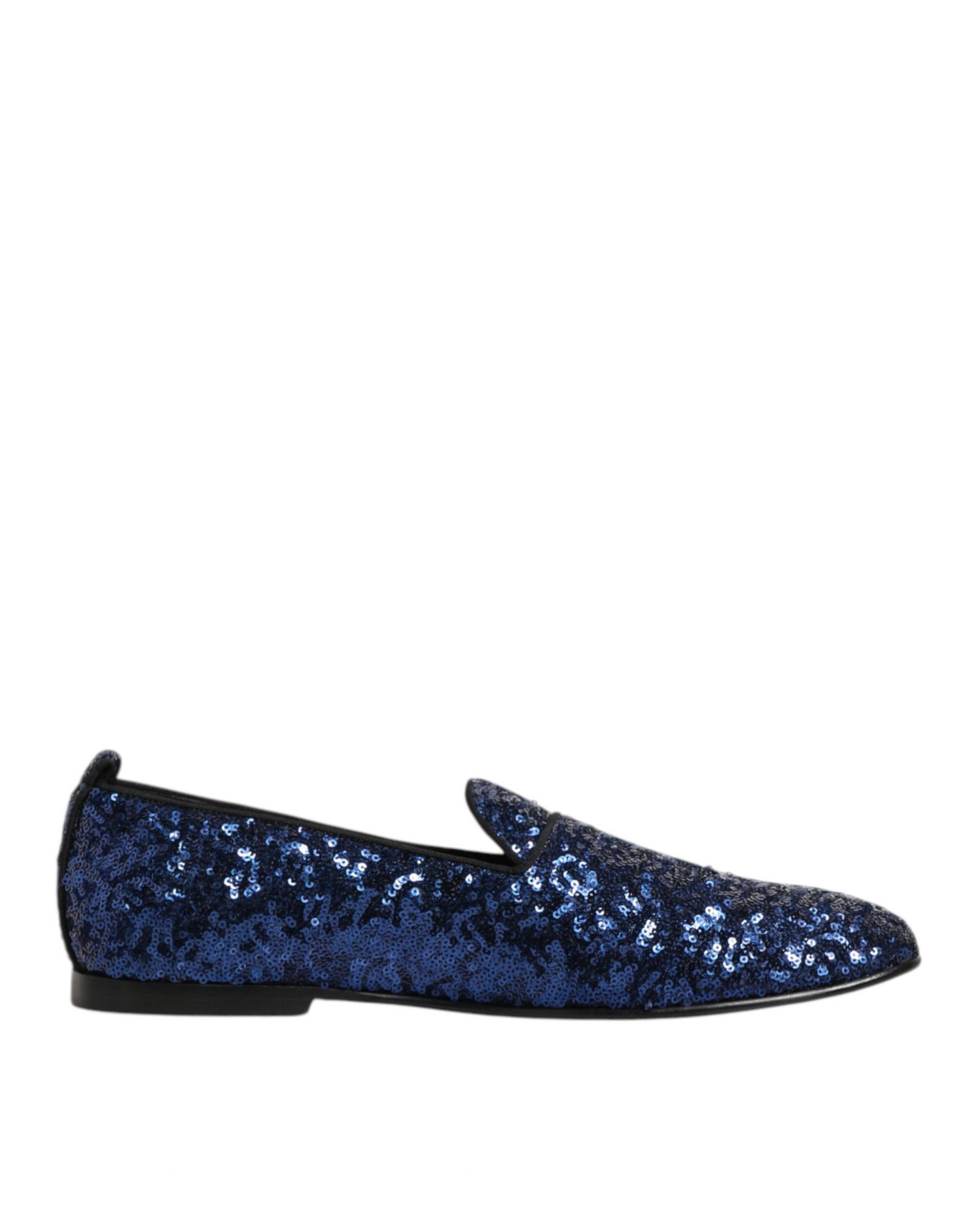 Dolce & Gabbana Blau Pailletten Loafers Hausschuhe Männer Kleid Schuhe