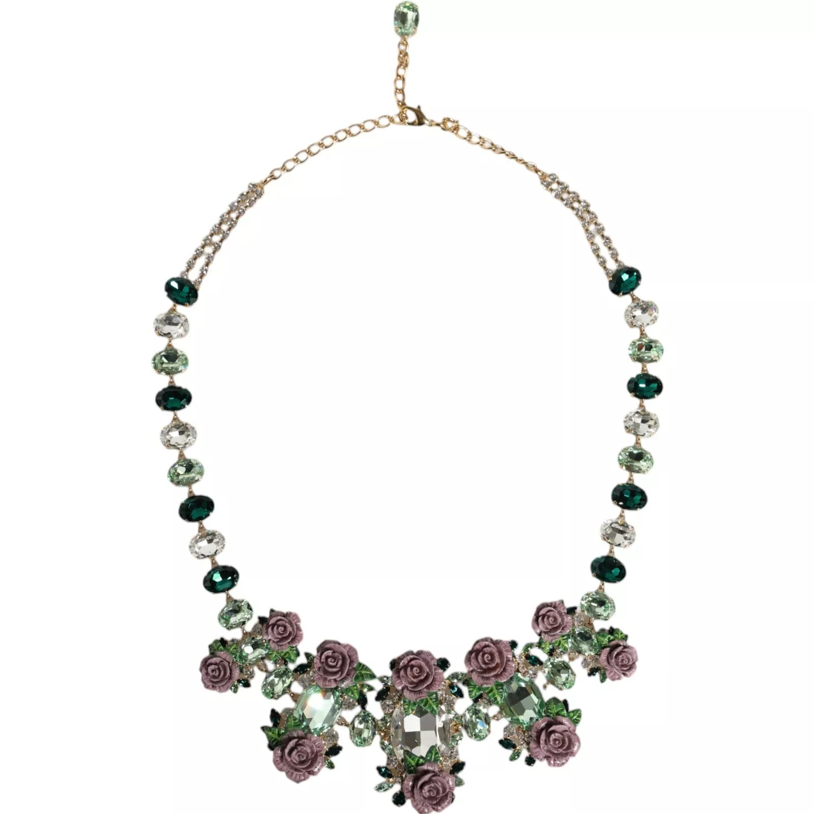 Dolce & Gabbana Gold-Messing-Gliederkette Rose Petal Crystal Halskette
