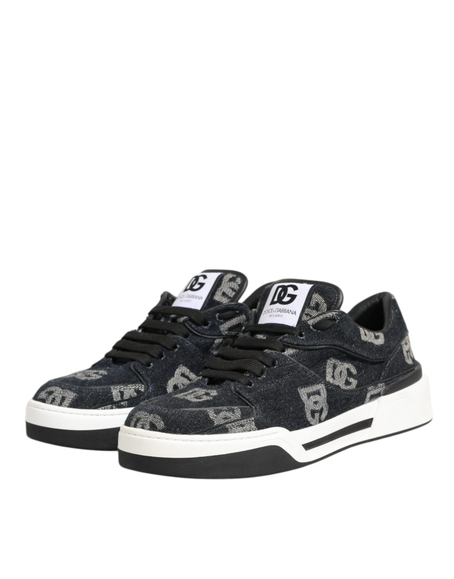 Dolce & Gabbana Blau Baumwolle Denim Logo Low Top Sneakers Schuhe – Bild 5