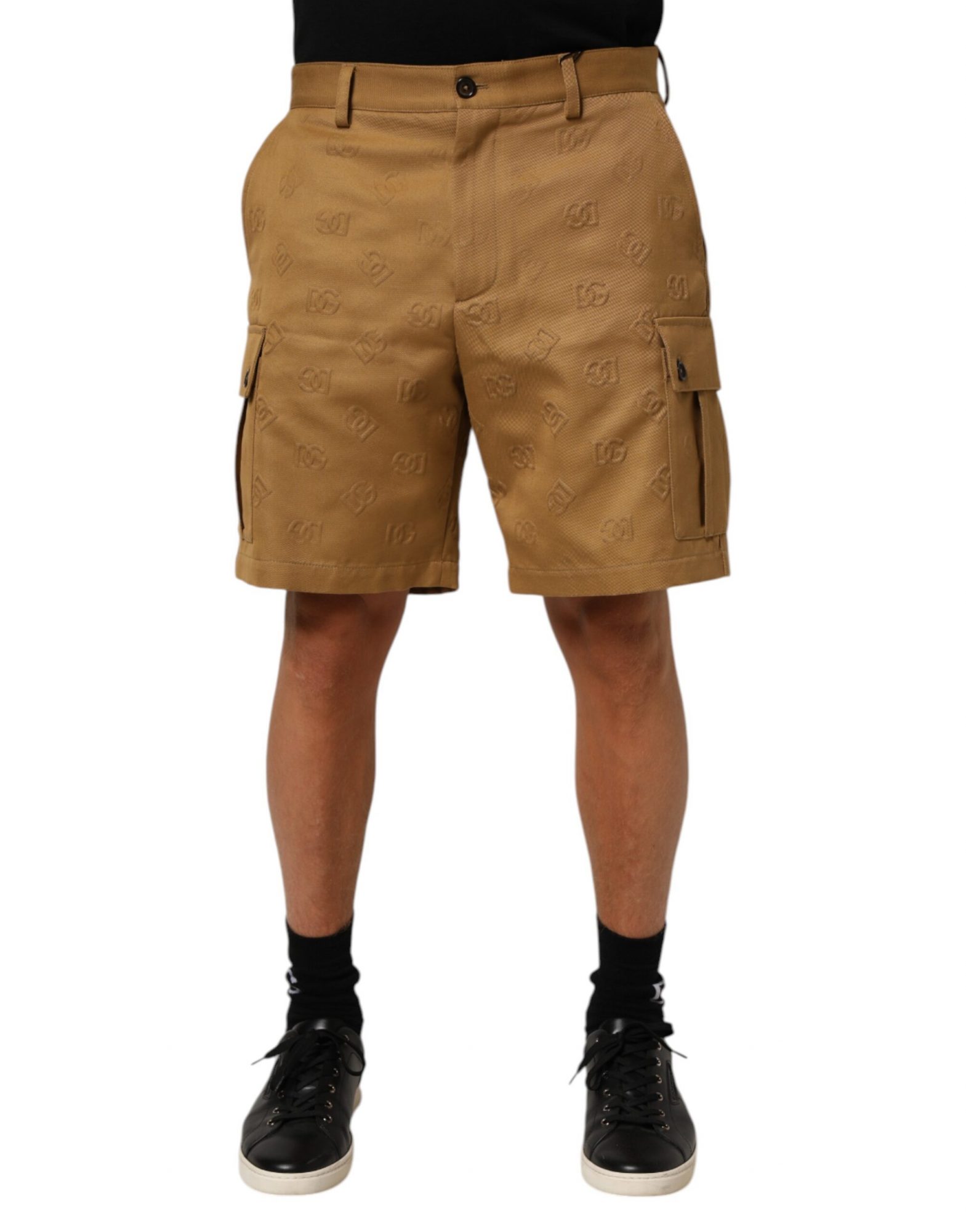 Dolce & Gabbana Braune Cargo-Bermudashorts aus Baumwoll-Stretch mit Logo