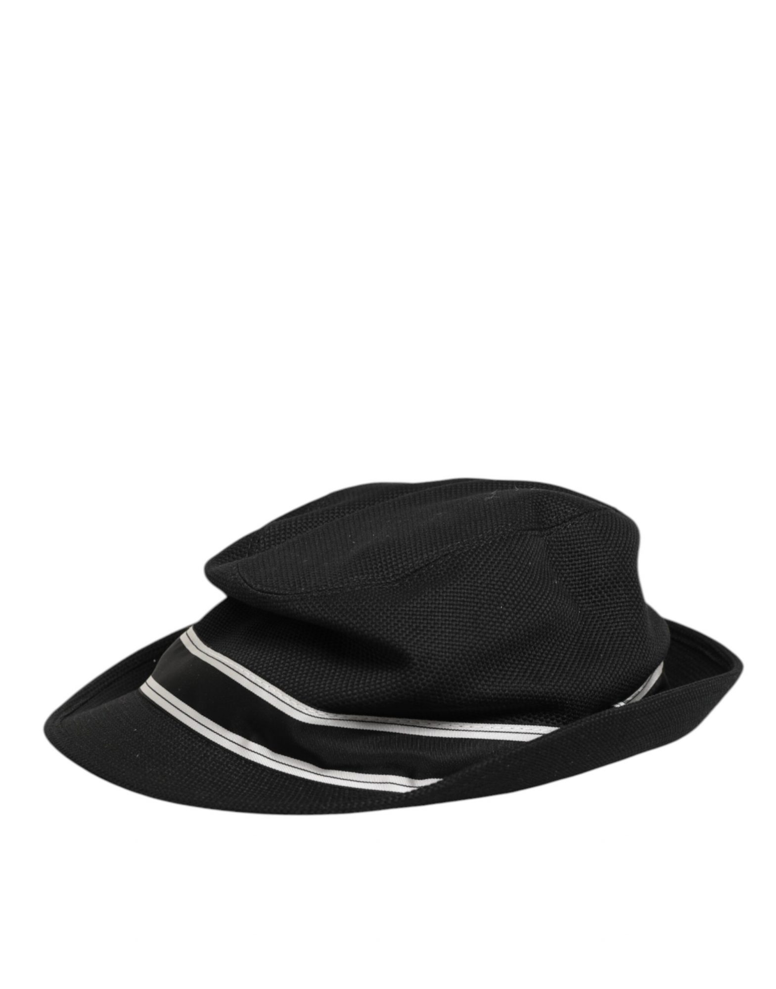 Dolce & Gabbana Schwarz Baumwolle Polka Dot Futter Fedora Männer Hut – Bild 4