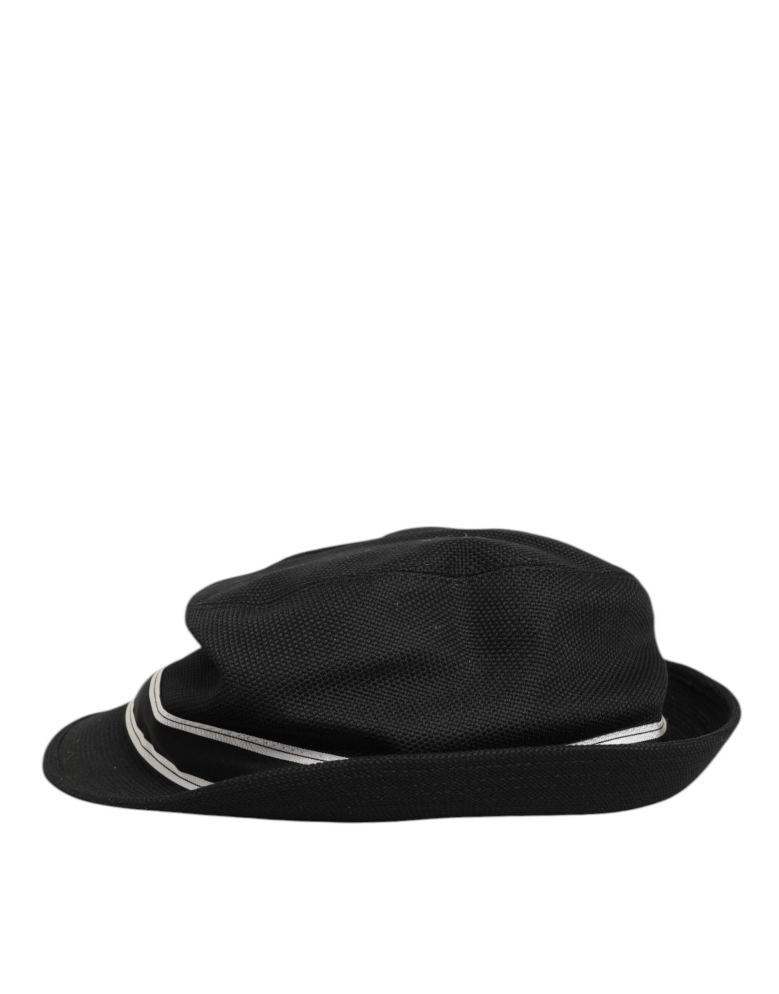 Dolce & Gabbana Schwarz Baumwolle Polka Dot Futter Fedora Männer Hut – Bild 5