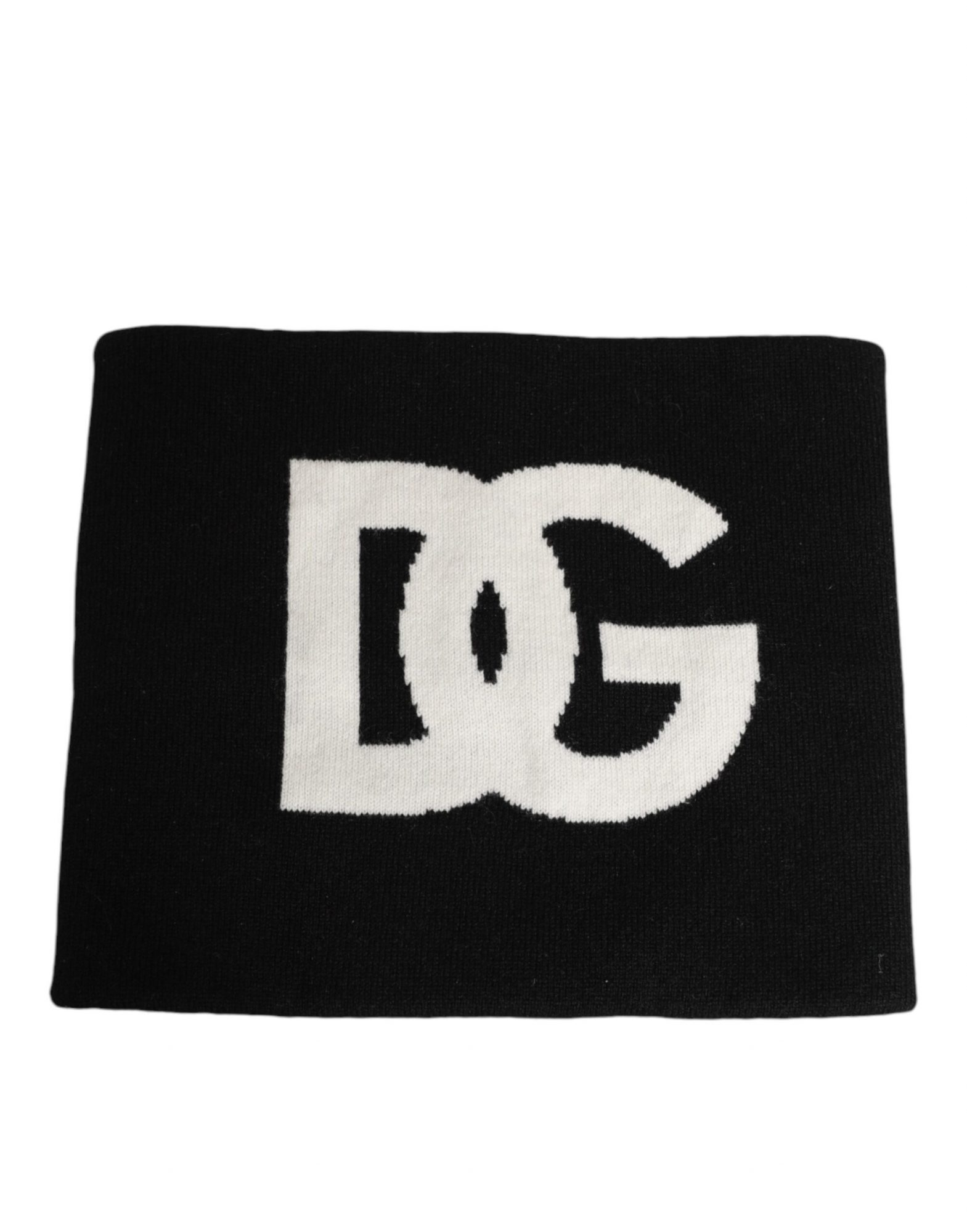 Dolce & Gabbana Schwarzer D&G Logo Kaschmir Strickschal für Männer Einheitsgröße