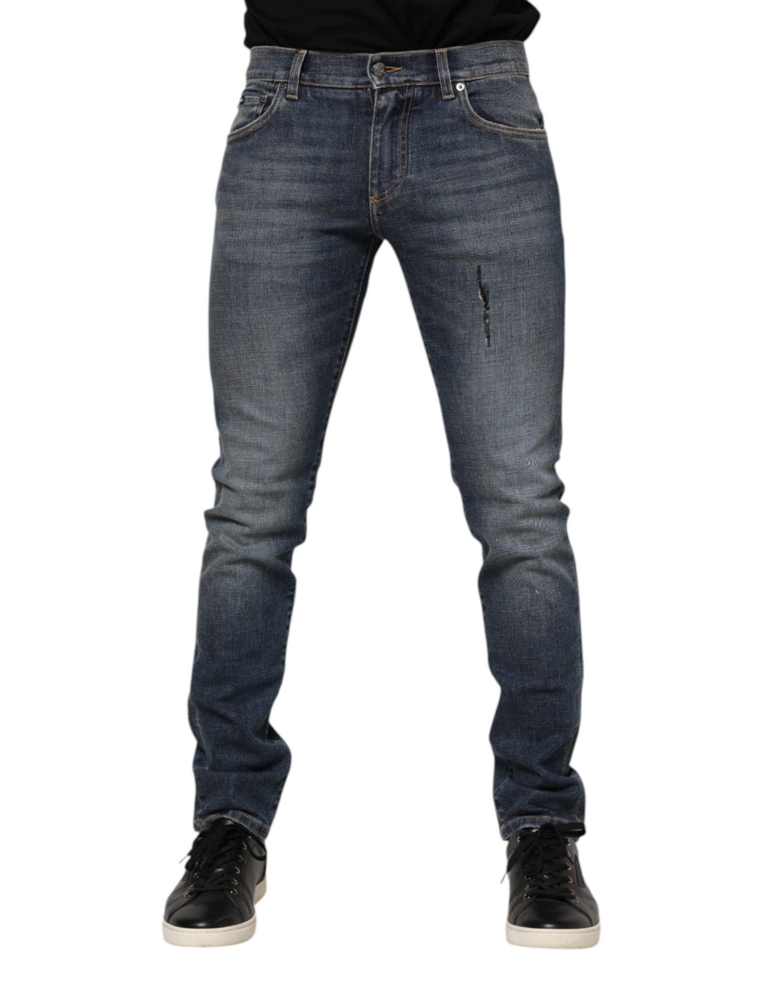 Dolce & Gabbana Blau gewaschene Baumwolle Skinny Herren Denim Jeans