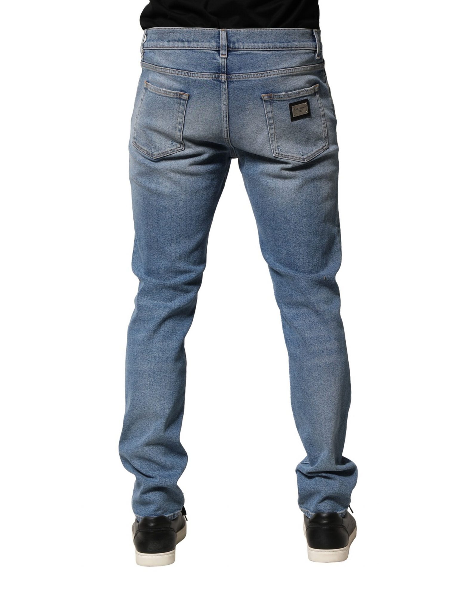 Dolce & Gabbana Blaue Distressed Cotton Slim Herren Denim Jeans – Bild 4