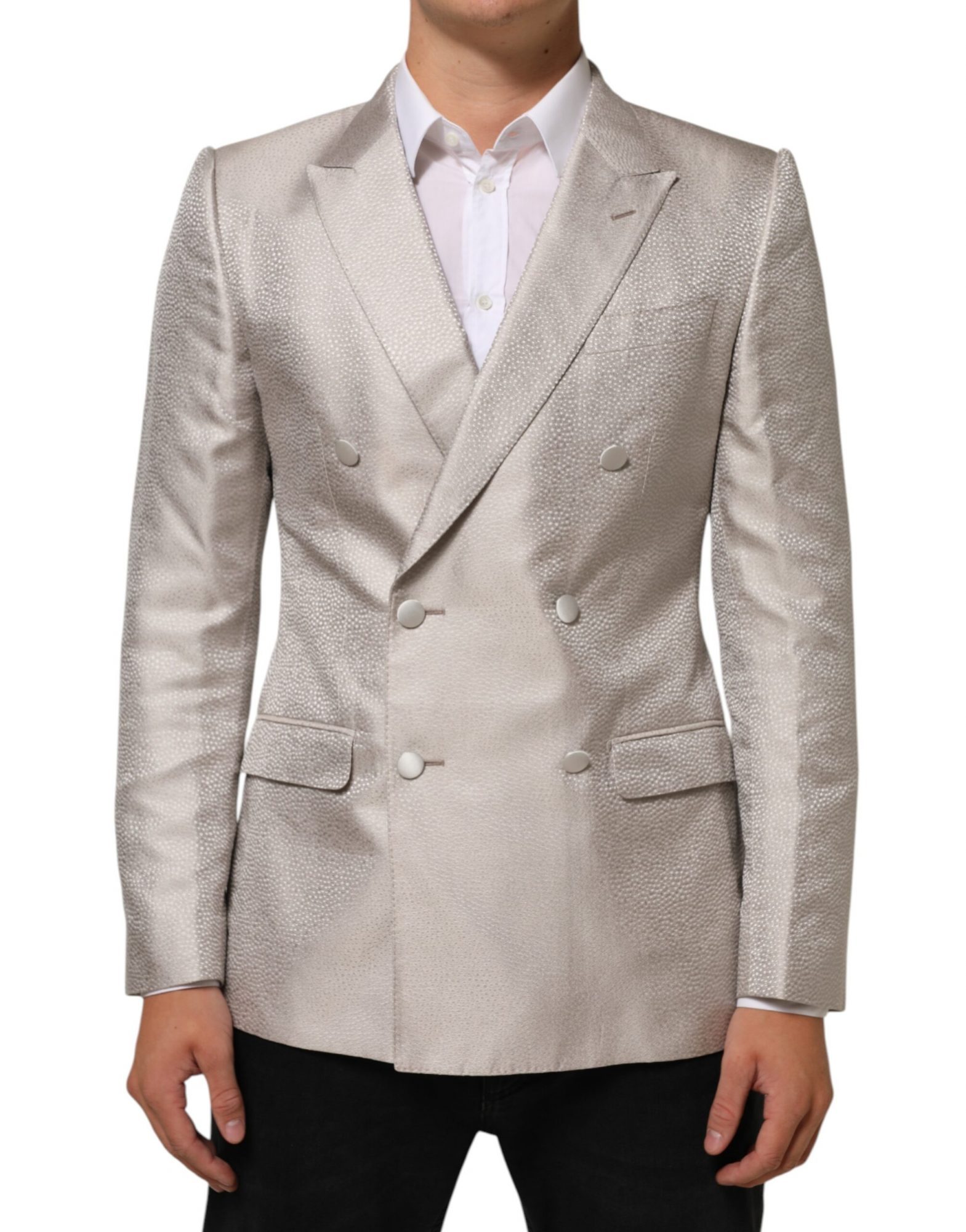 Dolce & Gabbana Beige MARTINI Zweireihiger Anzug-Blazer