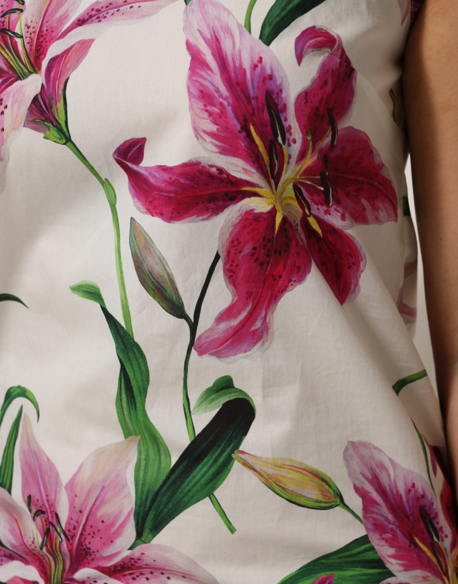 Dolce & Gabbana Weißes geblümtes Minikleid aus Baumwolle ohne Ärmel – Bild 6