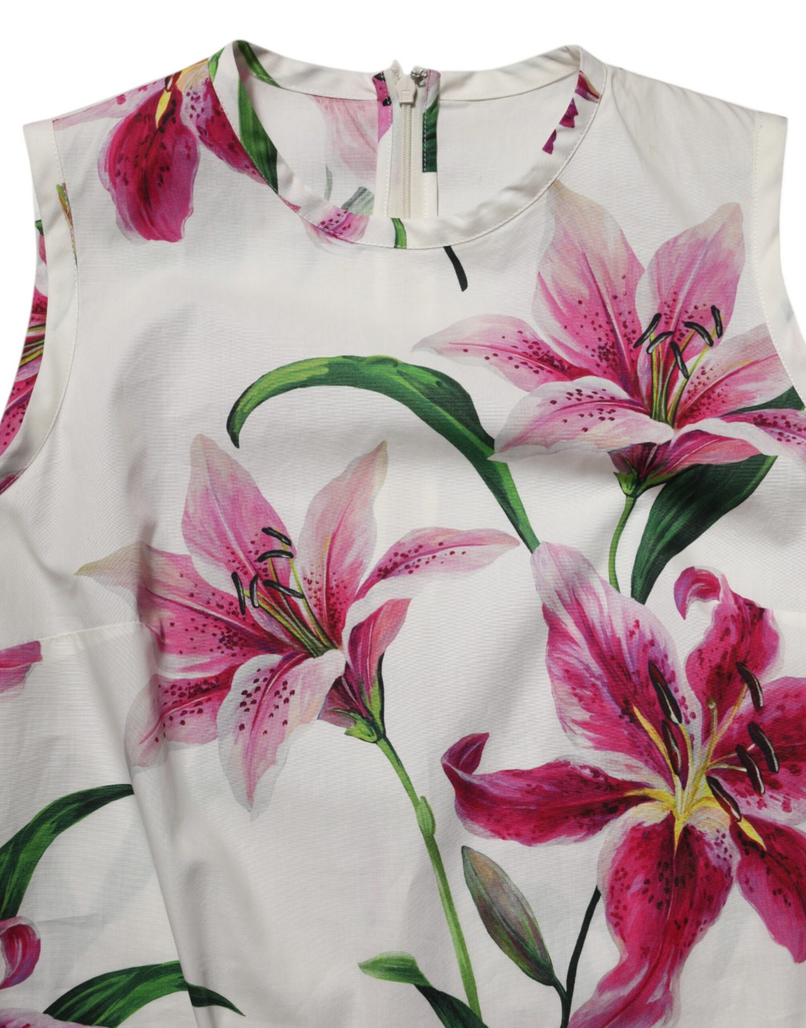 Dolce & Gabbana Weißes geblümtes Minikleid aus Baumwolle ohne Ärmel – Bild 7