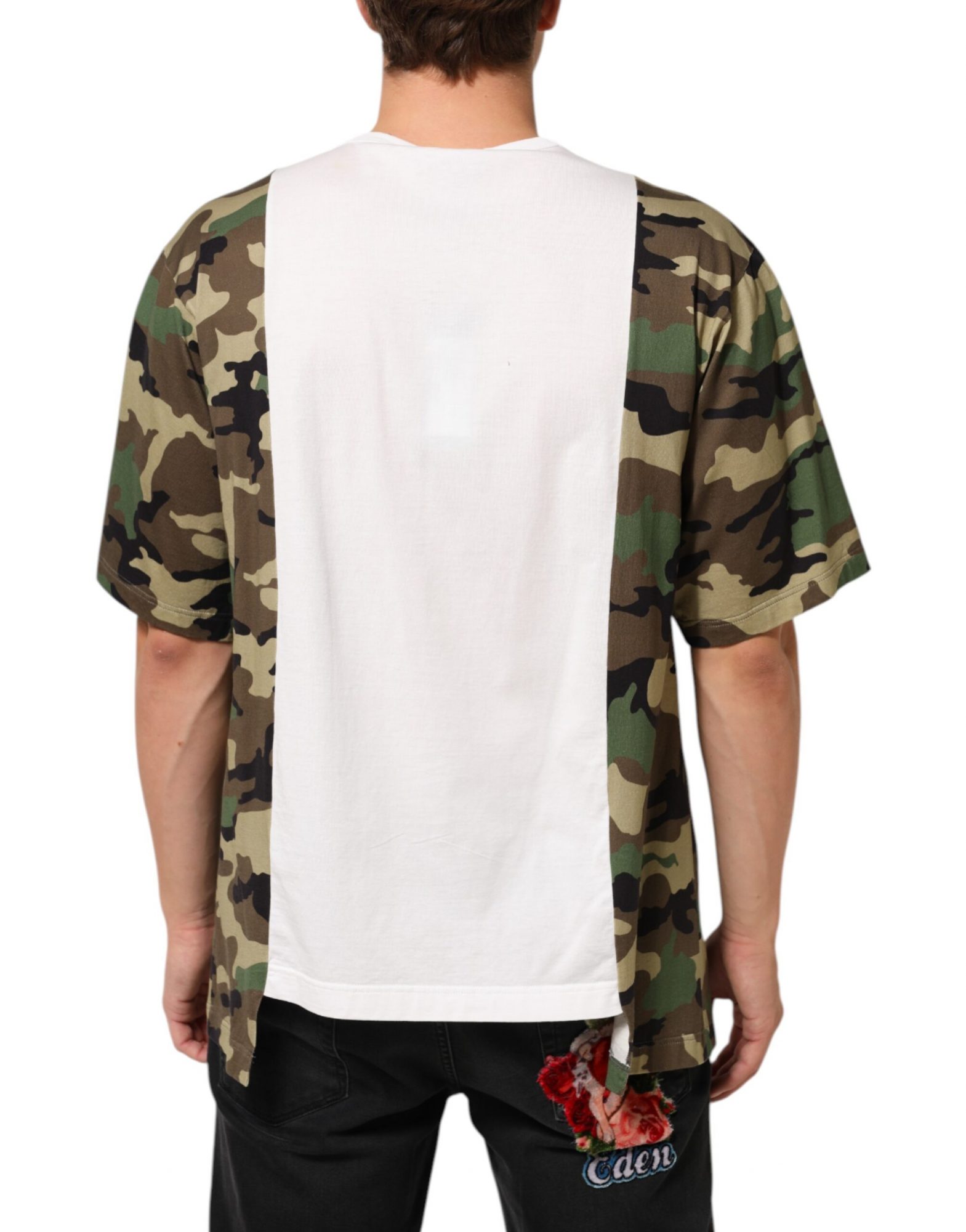 Dolce & Gabbana Weißes Logo Camouflage Rundhalsausschnitt Herren-T-Shirt – Bild 4