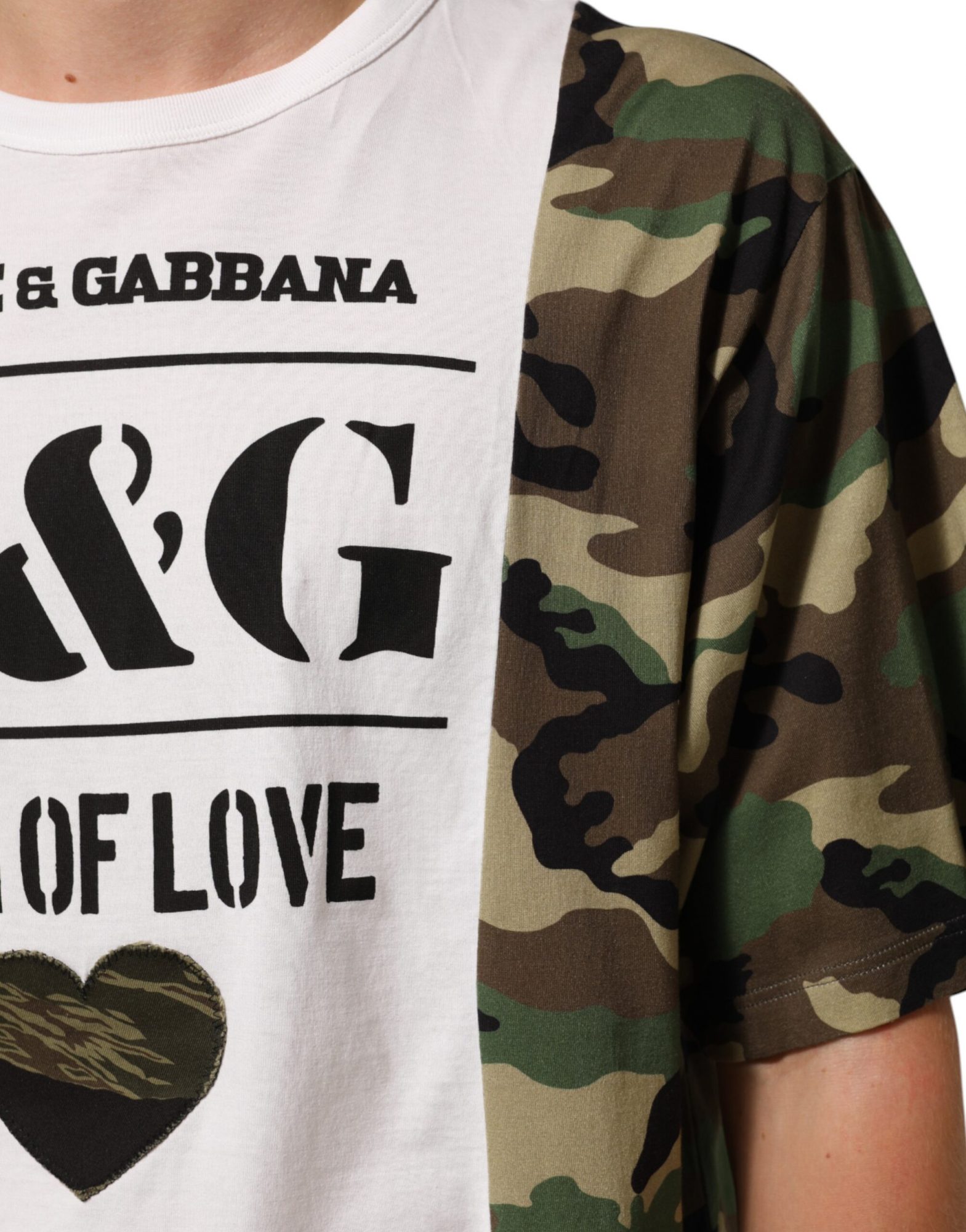 Dolce & Gabbana Weißes Logo Camouflage Rundhalsausschnitt Herren-T-Shirt – Bild 6