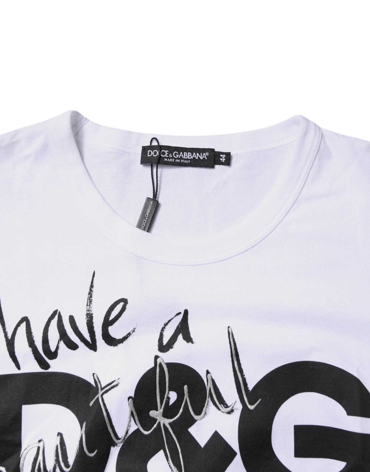 Dolce & Gabbana Weißes T-Shirt mit Grafikdruck und Rundhalsausschnitt aus Baumwolle – Bild 2