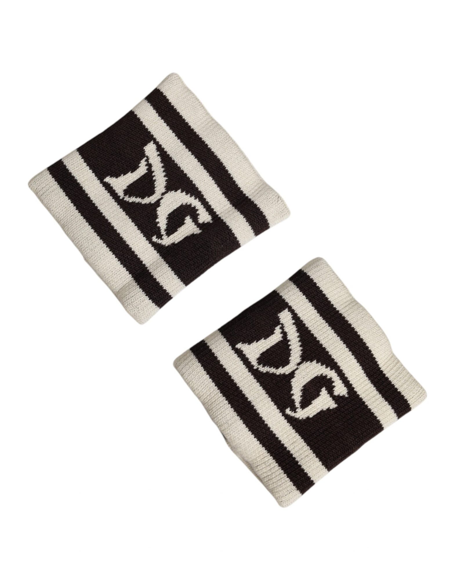 Dolce & Gabbana Schwarzes und weißes DG-Logo-Baumwoll-Armband, 1 Paar