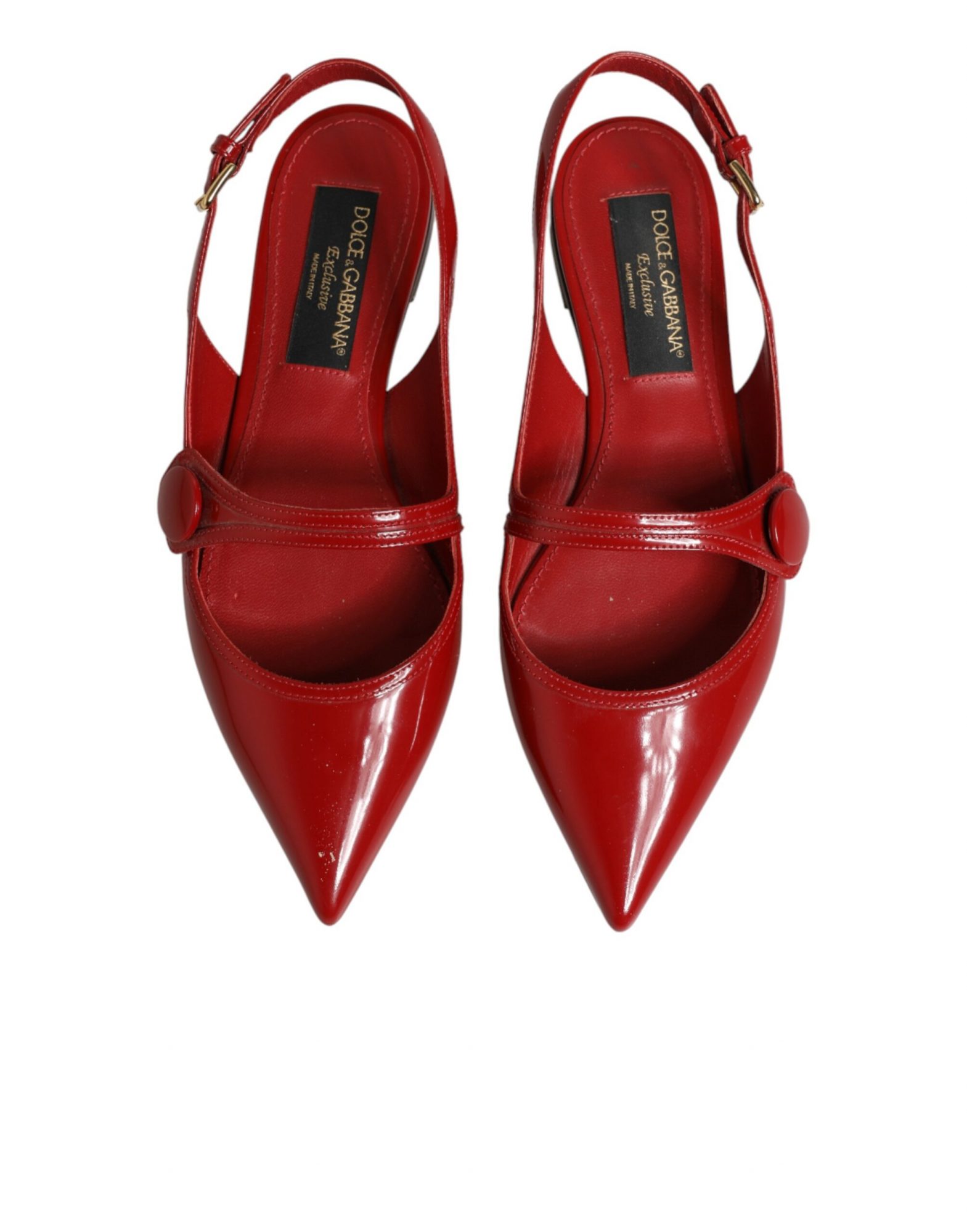 Dolce & Gabbana Rote Leder-Slingback-Ballerinas – Bild 4
