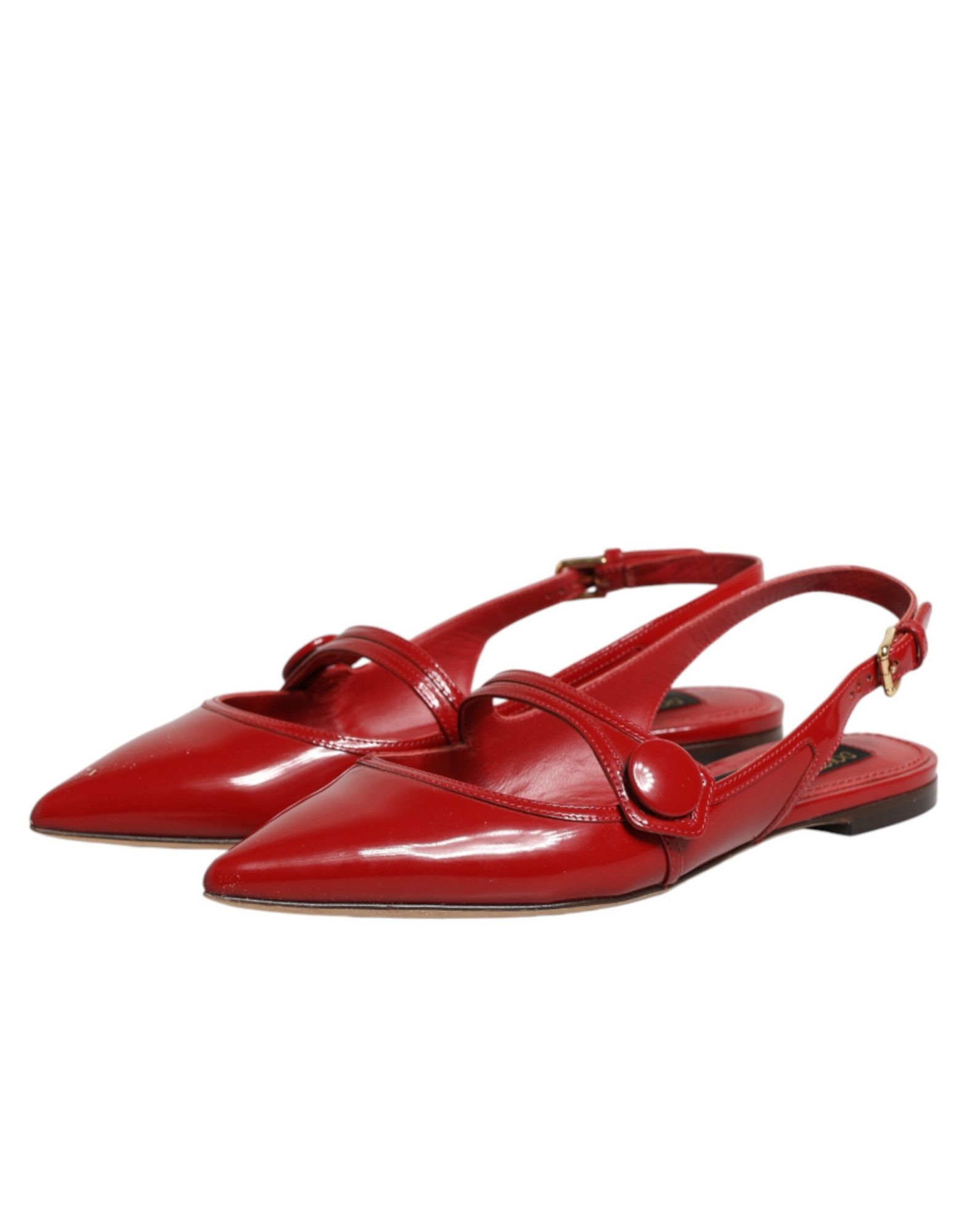 Dolce & Gabbana Rote Leder-Slingback-Ballerinas – Bild 5