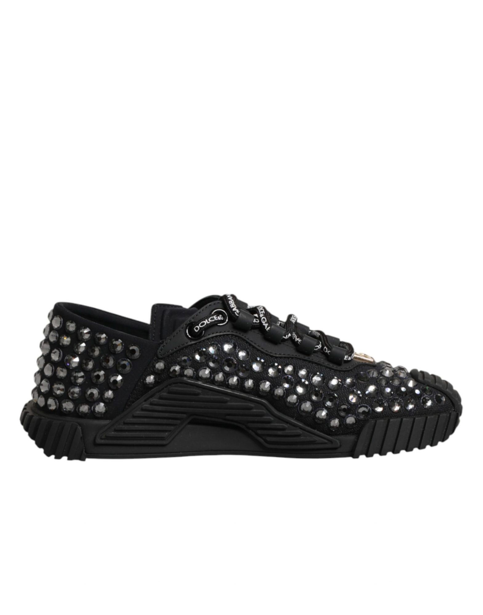 Dolce & Gabbana Schuhe Schwarze Verzierte Low Top NS1 Sneakers