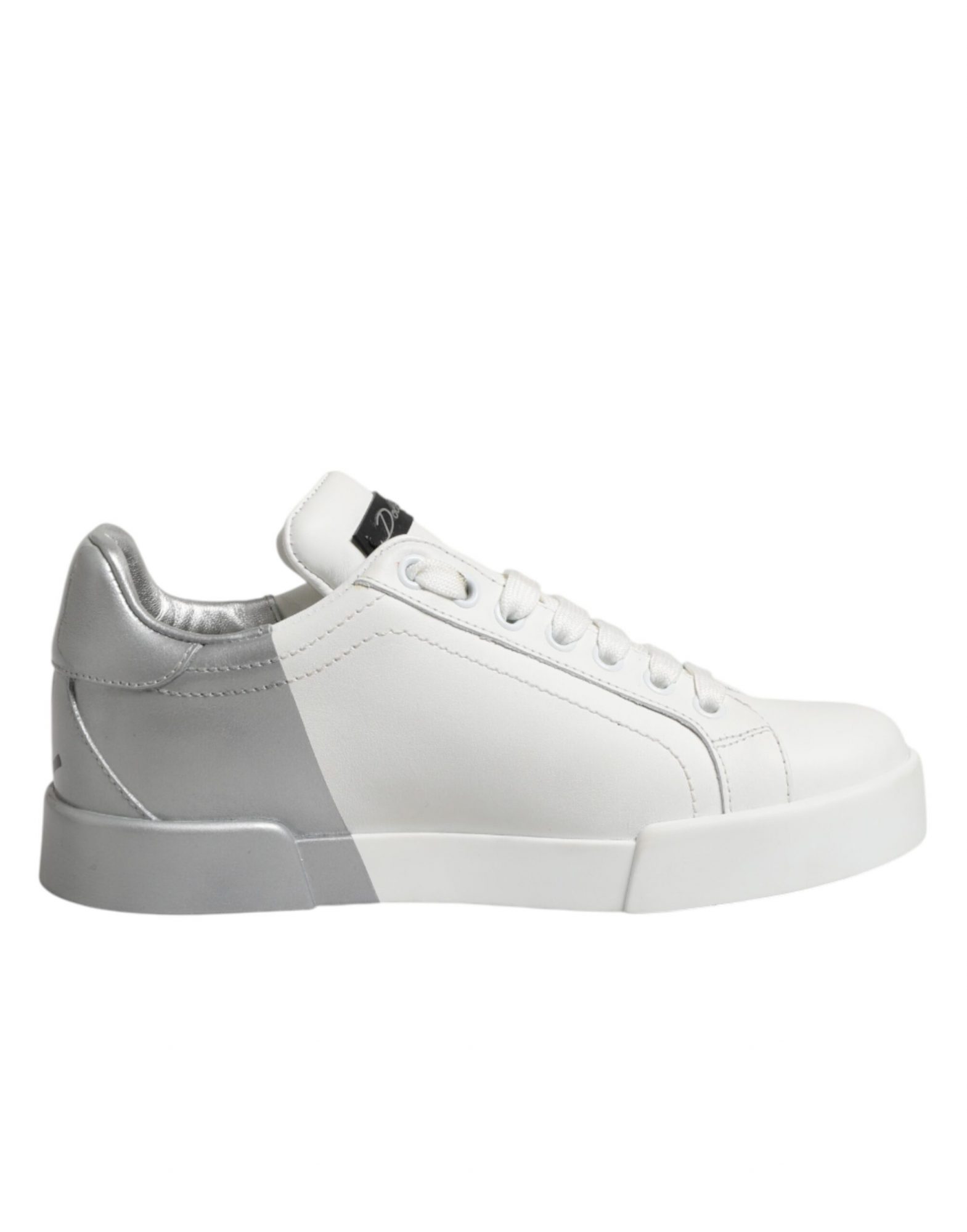 Dolce & Gabbana Weiße und graue Low-Top Sneaker aus Leder