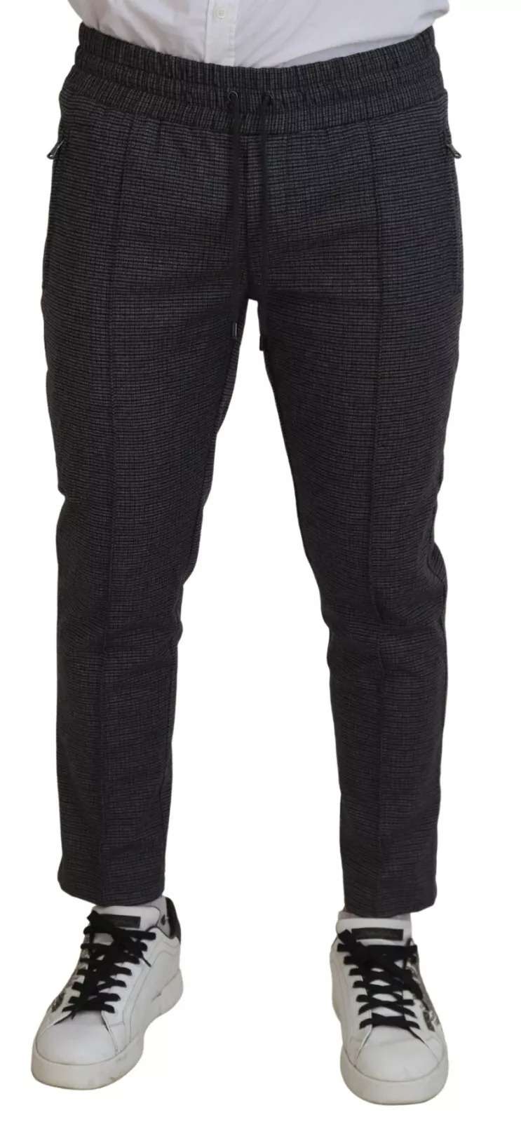 Dolce & Gabbana Gestreifte Woll-Skinny-Hose in Grau