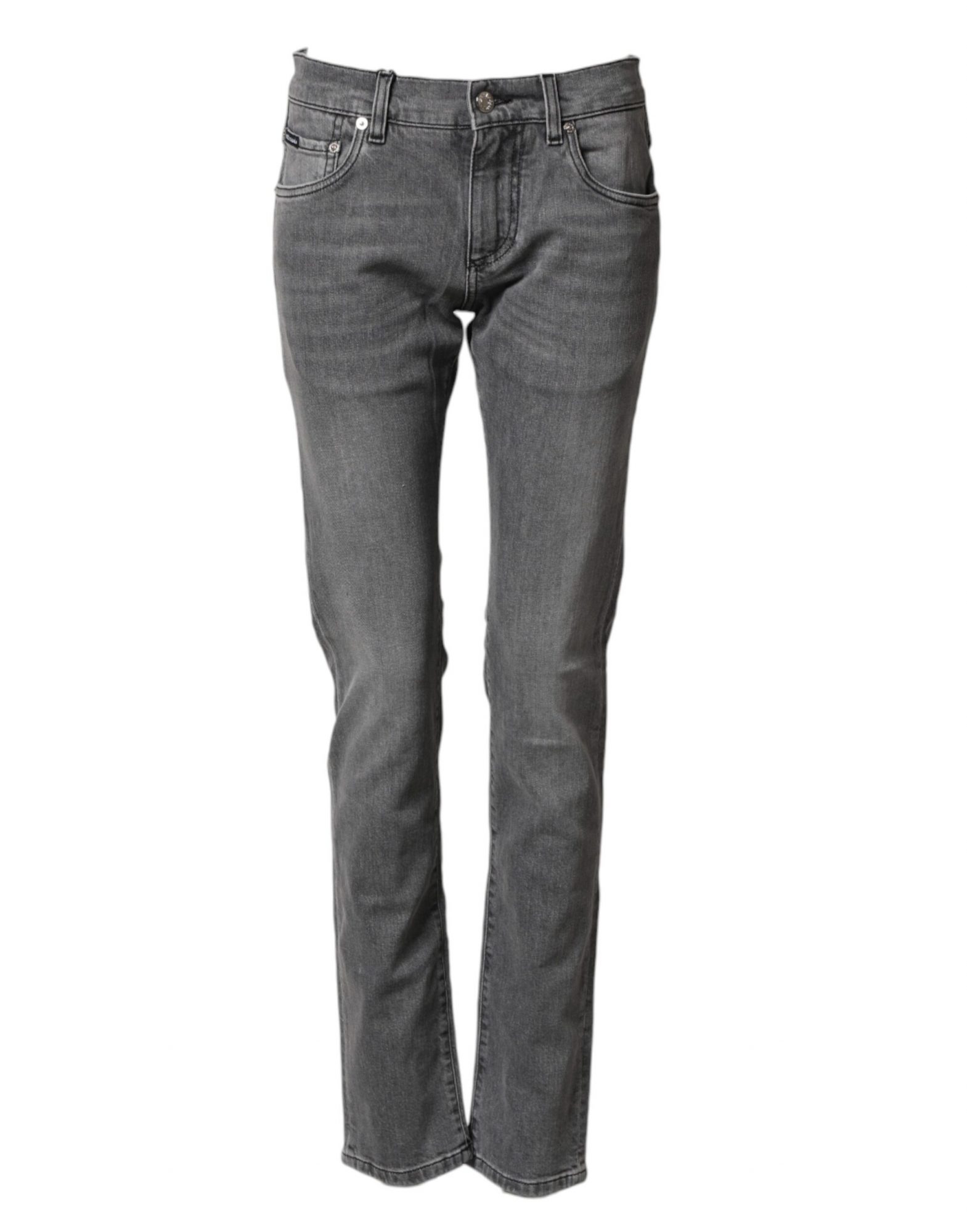 Dolce & Gabbana Graue Baumwoll-Jeans mit mittlerer Taille