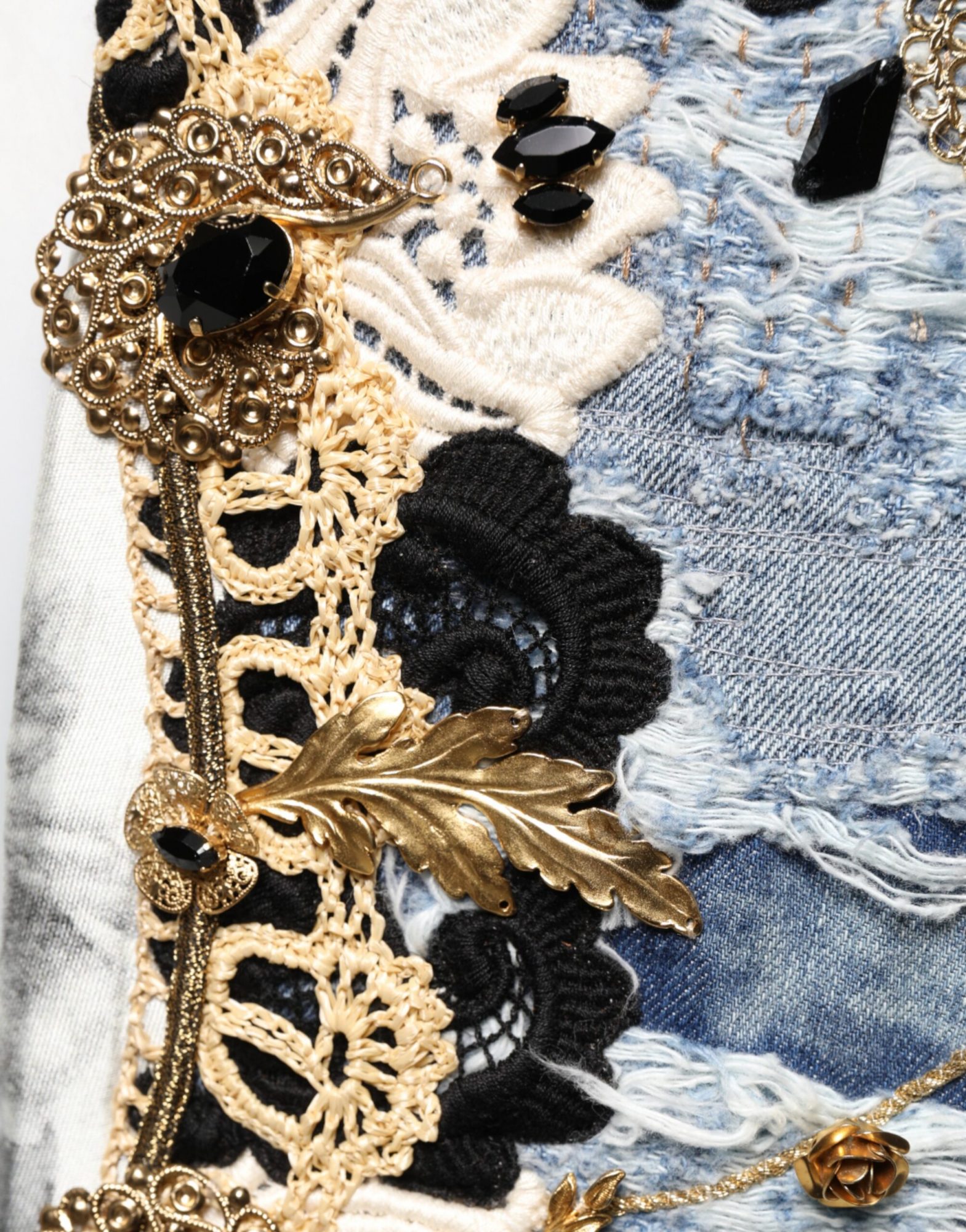 Dolce & Gabbana Blaue, verzierte Jeans aus Baumwoll-Denim mit Rissen – Bild 6