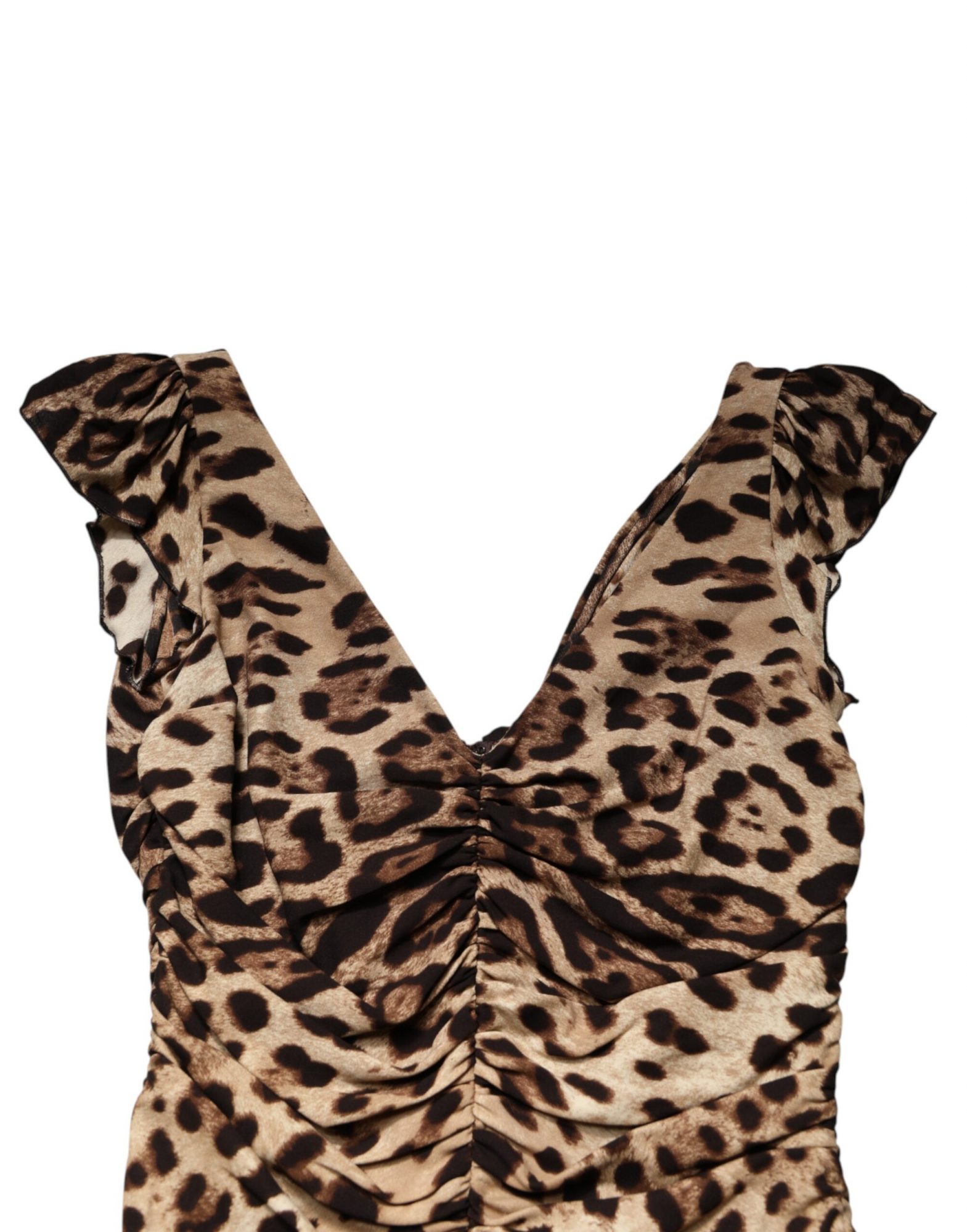 Dolce & Gabbana Braunes Leoparden-Etui-Midikleid ohne Ärmel – Bild 5