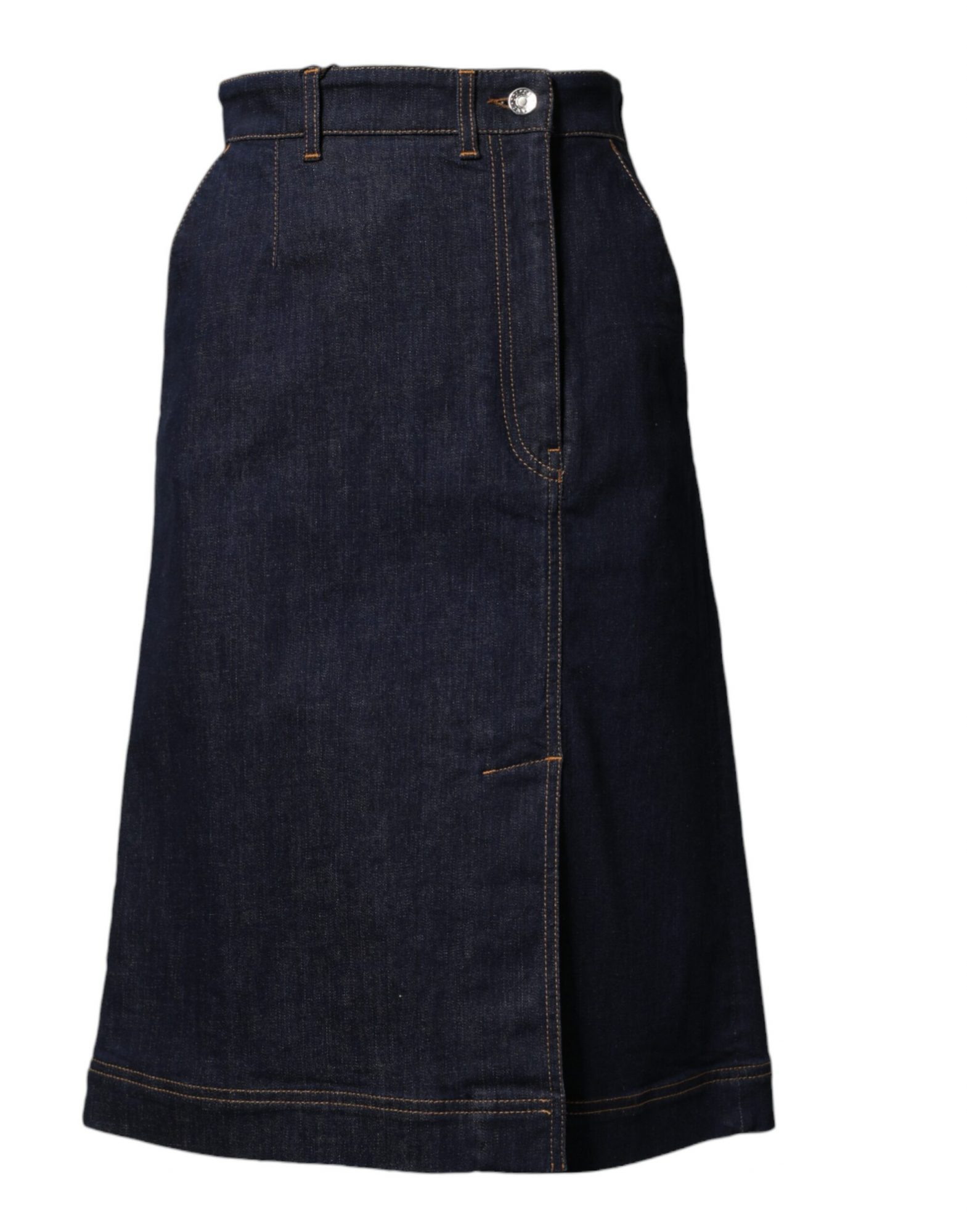 Dolce & Gabbana Dunkelblauer Baumwoll-A-Linien-Denim-Midi-Rock