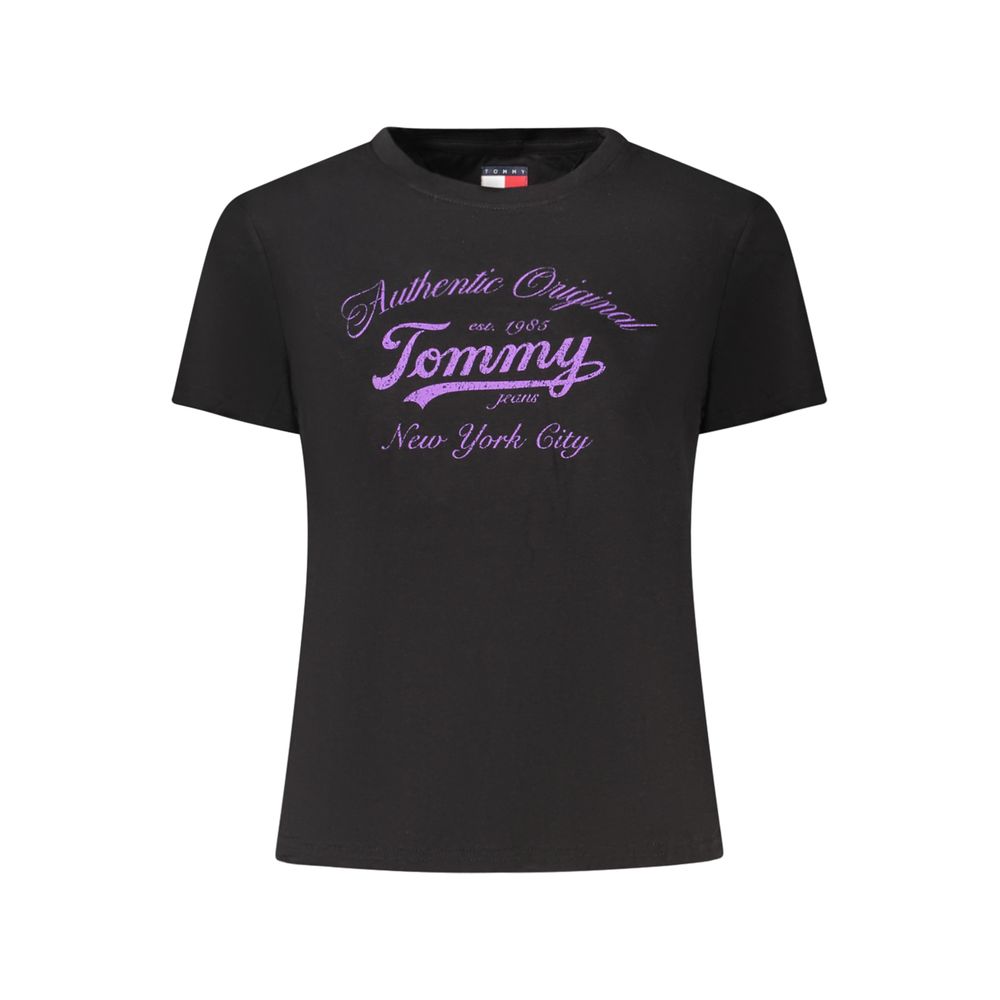 Tommy Hilfiger Schwarzes Baumwoll-T-Shirt für Frauen