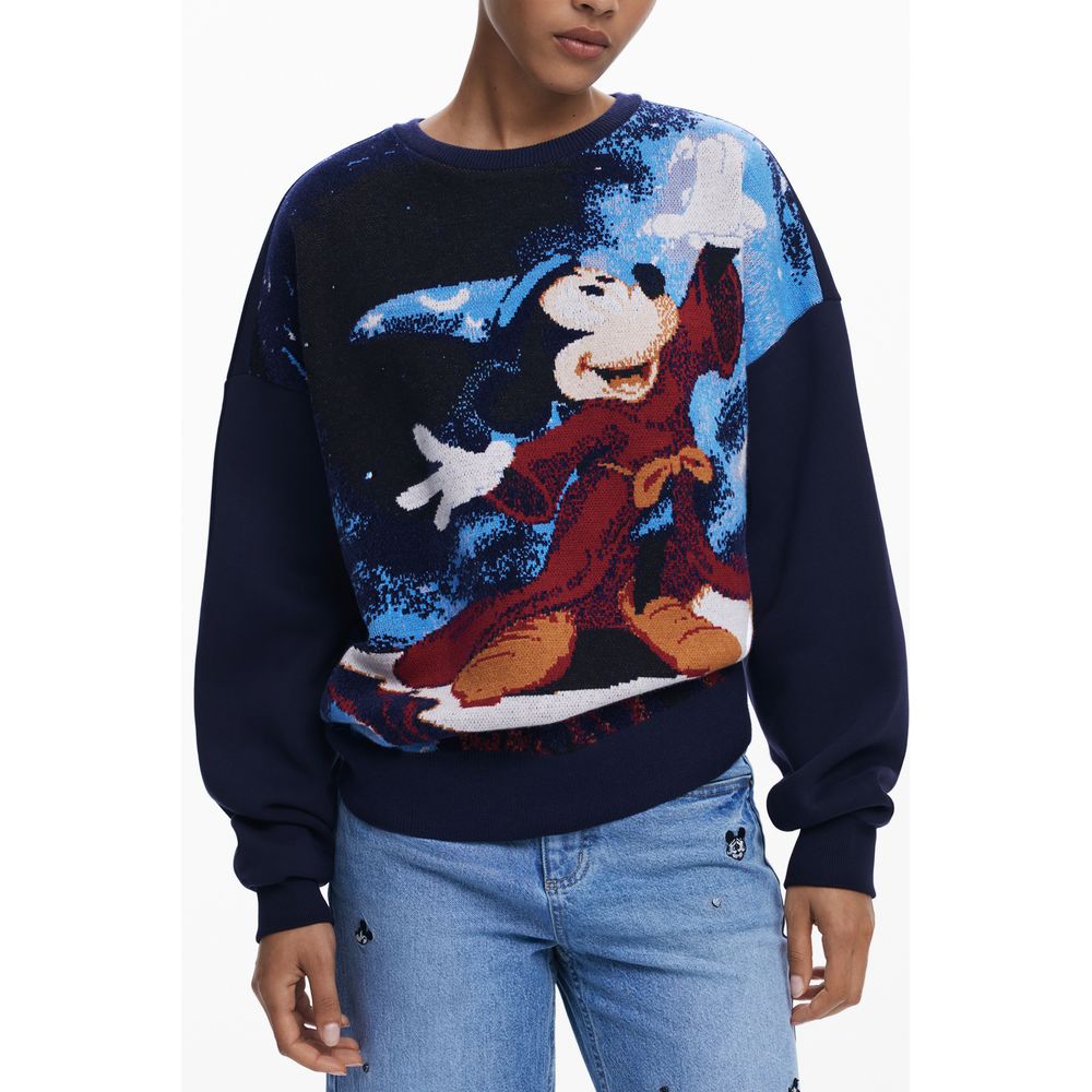 Desigual Blauer Baumwollpullover für Frauen