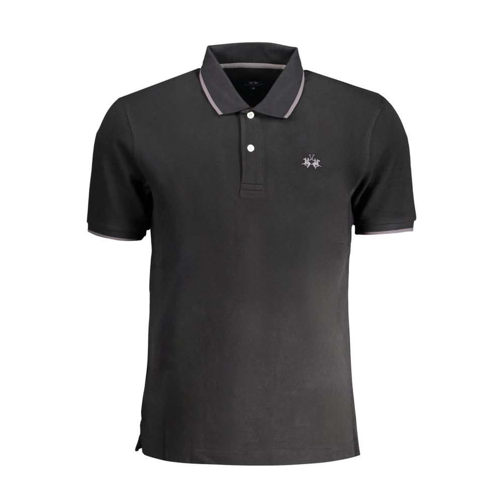 La Martina Schwarzes Baumwoll-Poloshirt
